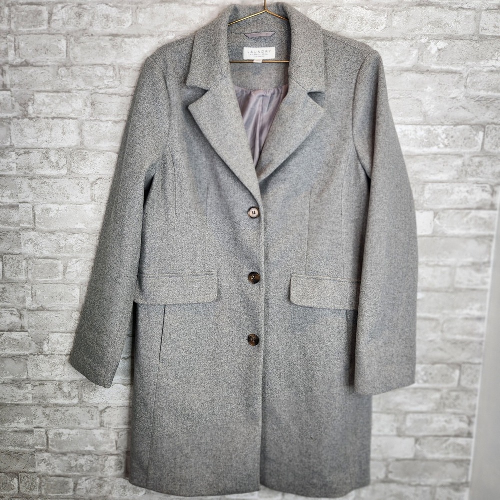 Laundry by Shelli Segal Grey Walker Coat Classic Professional Minimalist XL